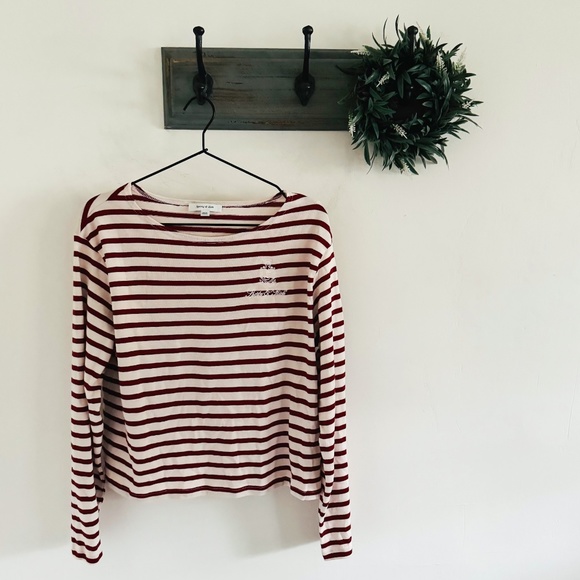 Sporty & Rich Logo Red Stripe Blouse XL - Picture 1 of 7
